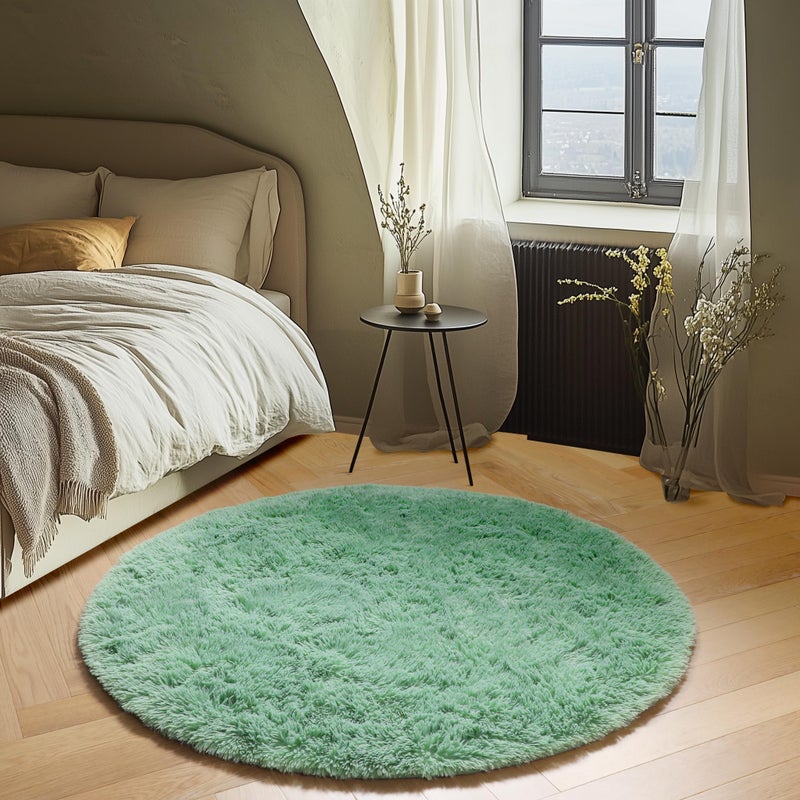 ONASAR Sage Green Round Area Rug 4ft, Fluffy Soft Bedroom Circle Rugs for Kids Girls Boys Teen Dorm Room, Cute Furry Plush Shaggy Carpet for Nursery Living Room Playroom Christmas Home Decor - Image 4