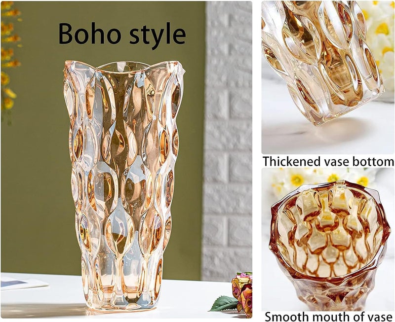 CEMABT 9.5inch 3.4 lb Glass Vases for Flowers Unbreakable Thickened Morden vase for Tables Centerpieces,Colorful,Vintage and Clear Rose Large Flower vases for Bouquet Unique Giftsï¼ˆGold Blueï¼‰ - Image 3