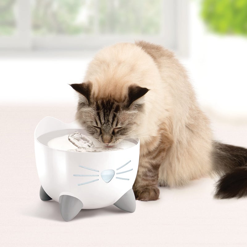 Catit PIXI Drinking Fountain â€“ Cat Water Fountain with Triple Filter and Ergonomic Drinking Options, Stainless Steel - Image 2