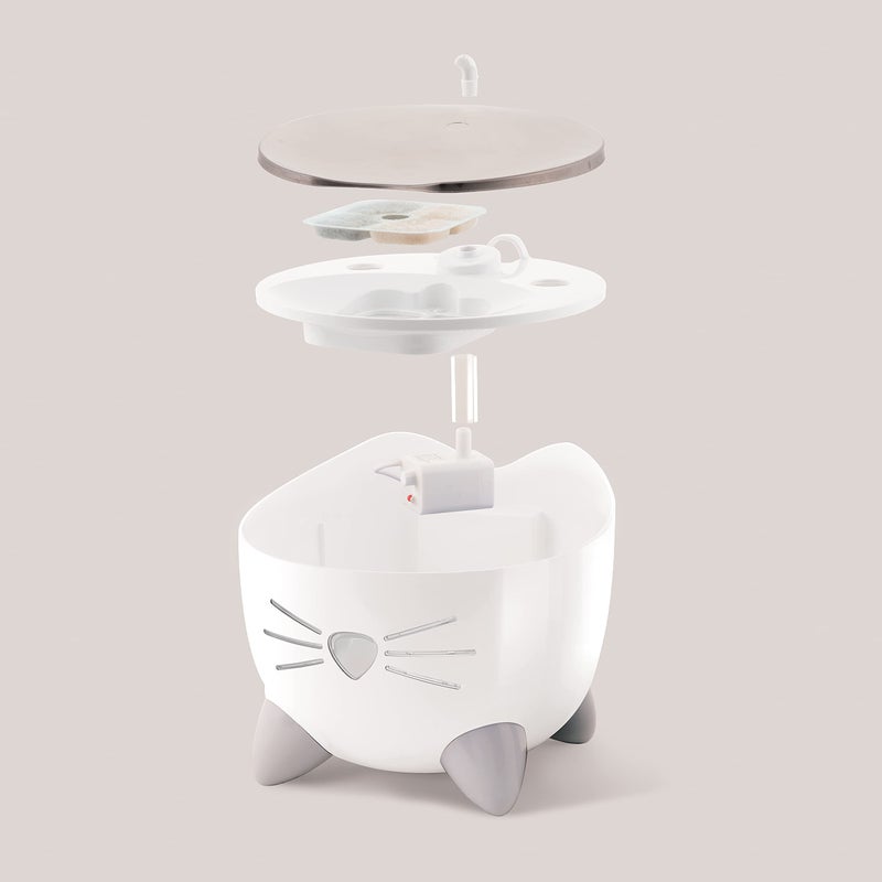 Catit PIXI Drinking Fountain â€“ Cat Water Fountain with Triple Filter and Ergonomic Drinking Options, Stainless Steel - Image 3