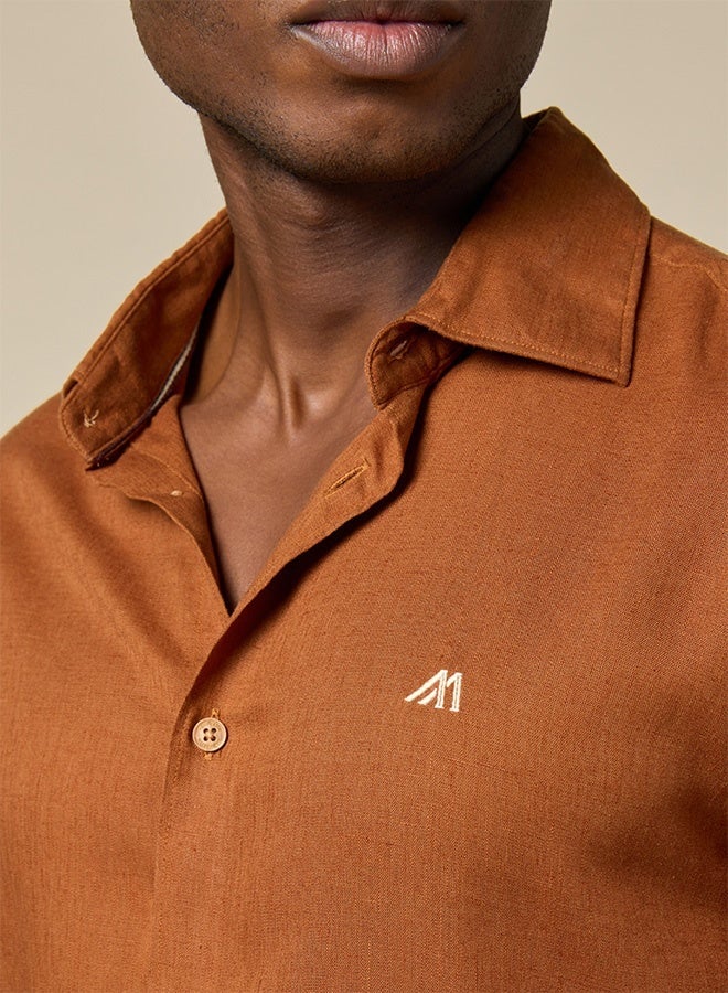 Mannerism The Desert Warmth Rust Lyocell Shirt with Earthy Softness - Image 2