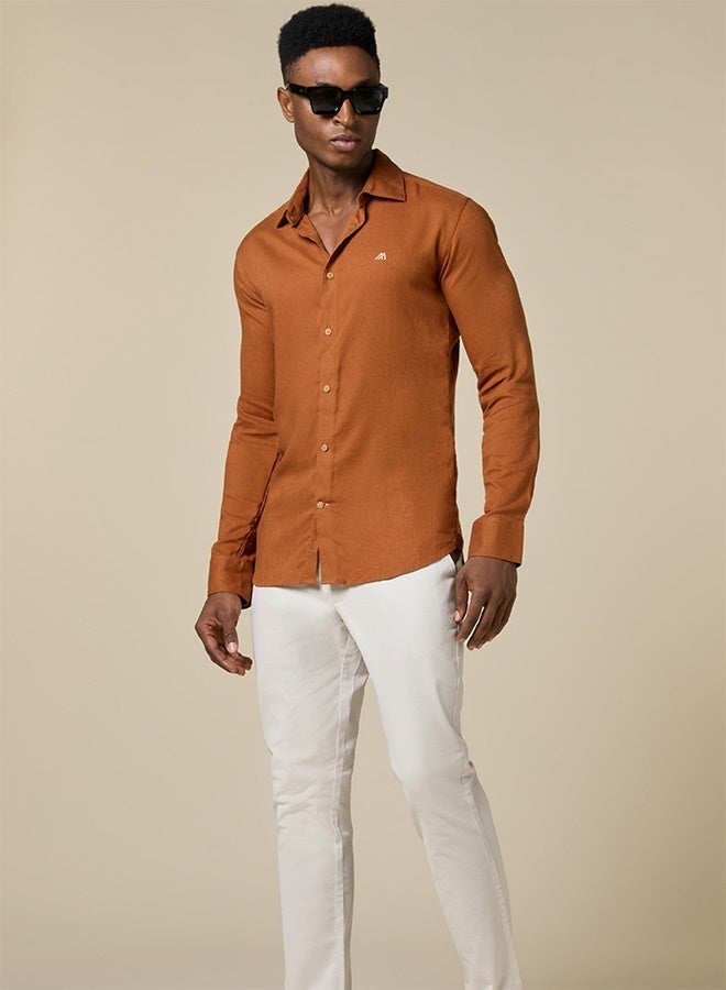 Mannerism The Desert Warmth Rust Lyocell Shirt with Earthy Softness - Image 1