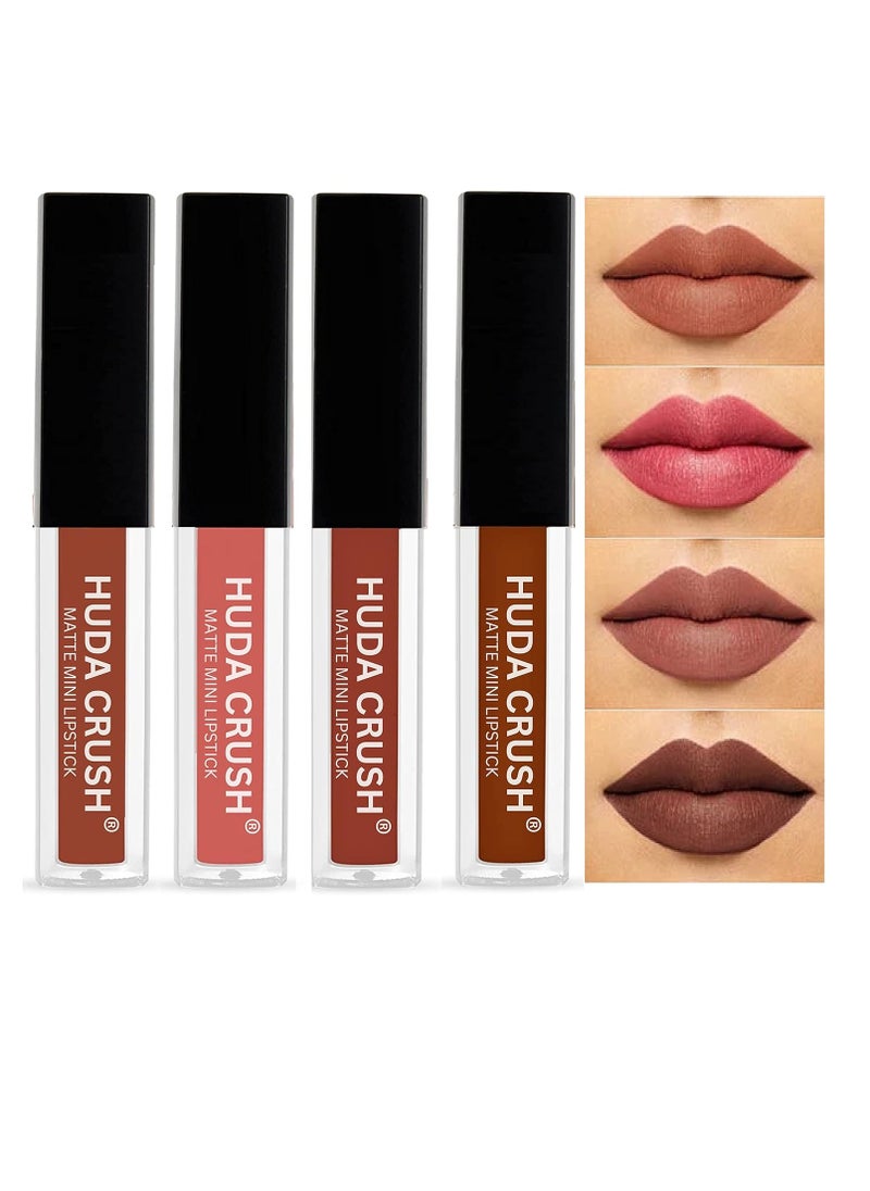HUDACRUSH - HUDACRUSH BEAUTY Mini Lipsticks Combo Pack of 4 Liquid Matte Lipstick Set - Image 1