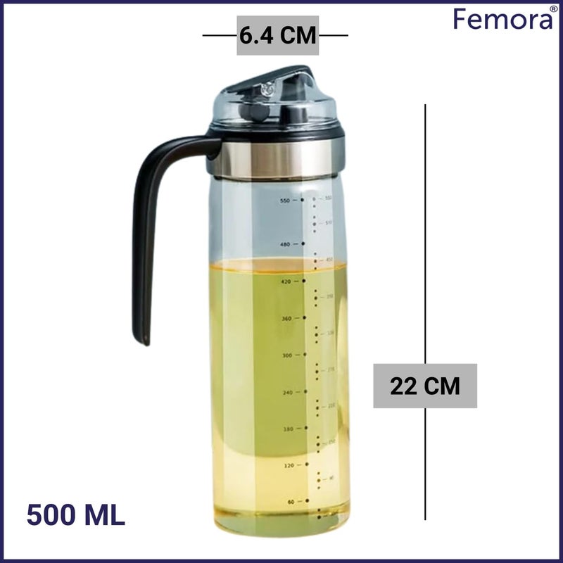 Femora Oil Dispenser | Glass Oil Bottle | 1 Year Warranty | Cooking Oil Dispenser 500ml Pack of 1 Oil Bottle - Image 3
