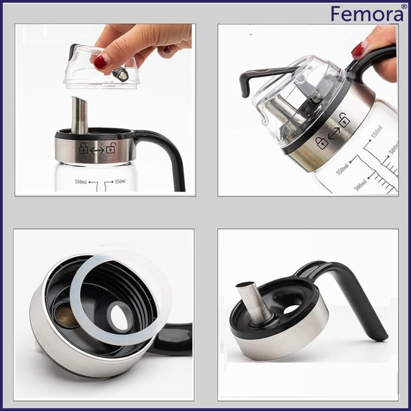 Femora Oil Dispenser | Glass Oil Bottle | 1 Year Warranty | Cooking Oil Dispenser 500ml Pack of 1 Oil Bottle - Image 4