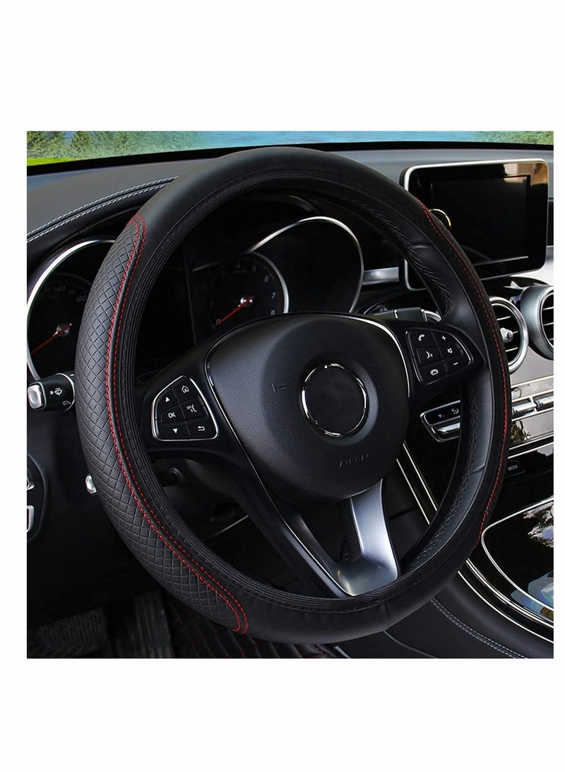 Excefore Car Steering Wheel Cover, Elastic, Breathable Anti-Slip, Universal 15 inch, Steering Wheel Cover for Men Women (Black/Red) - Image 1