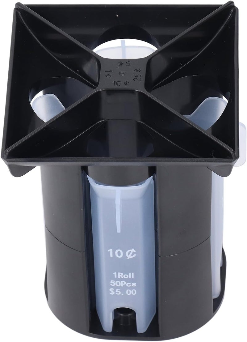 FTVOGUE Counter, Plastic Change Sorter with 4 Tubes, Efficient Roller for USD, Ideal for Home Office and Retail Use - Image 1