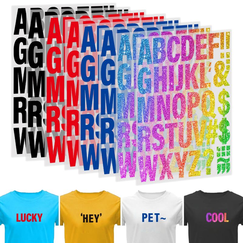 Heat Transfer Letters 352-Piece Polyurethane Alphabet Set - 208 Letters 144 Symbols Iron On Vinyl Alphabet for Custom Apparel DIY Crafts - Image 1