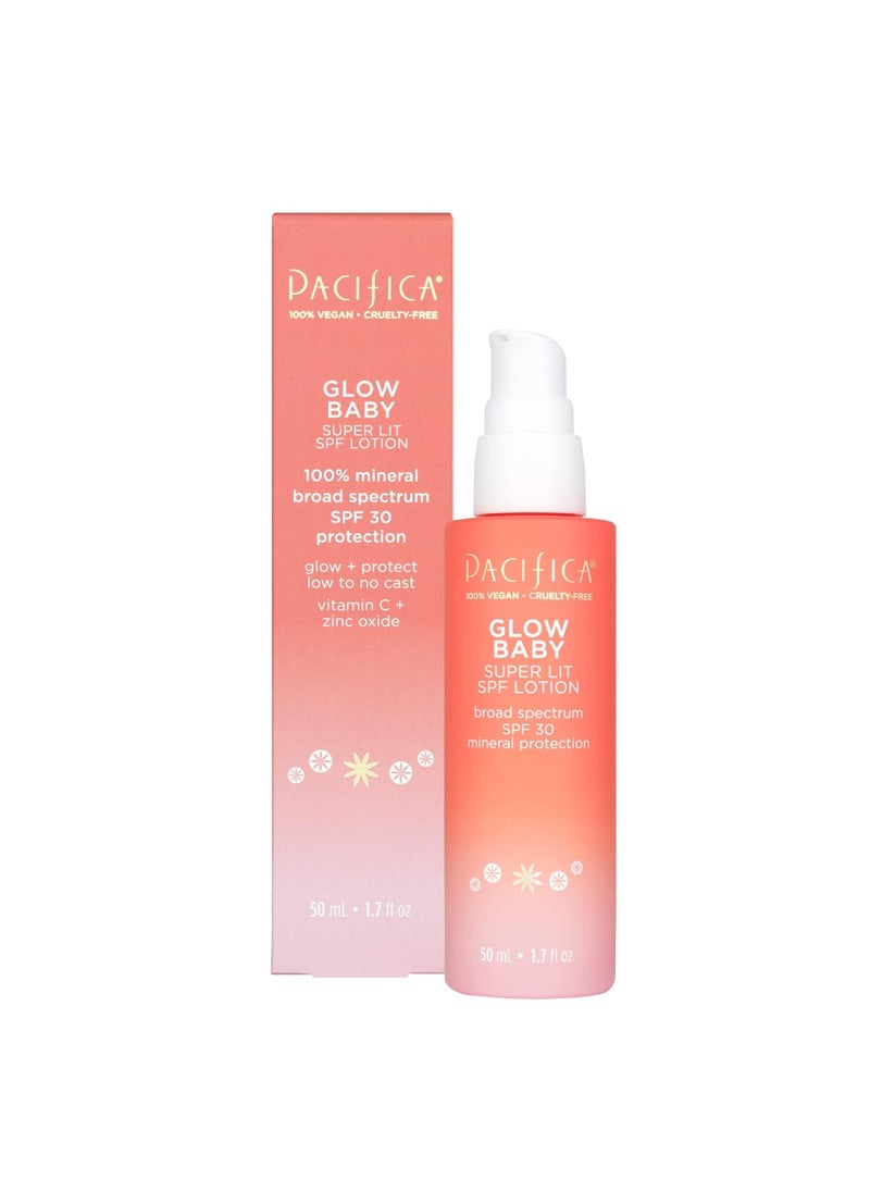 Pacifica Pacifica Beauty Glow Baby Super Lit SPF 30 Lotion Skincare Broad Spectrum UVAUVB Sun Protection Zinc Oxide Mineral Sunscreen Face Lotion Tinted Moisturizer Vegan 17 fl oz 1 Count 
