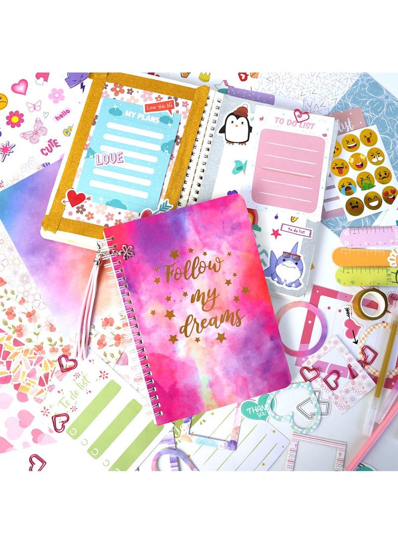 DIY Journal Kit for Girls - 100+ pcs Journal Set for Tween Teen Girls,Scrapbook Diary Stationery Supplies Set, Journaling Art Kit,Ideal Birthday  Gift for Girls - Image 3