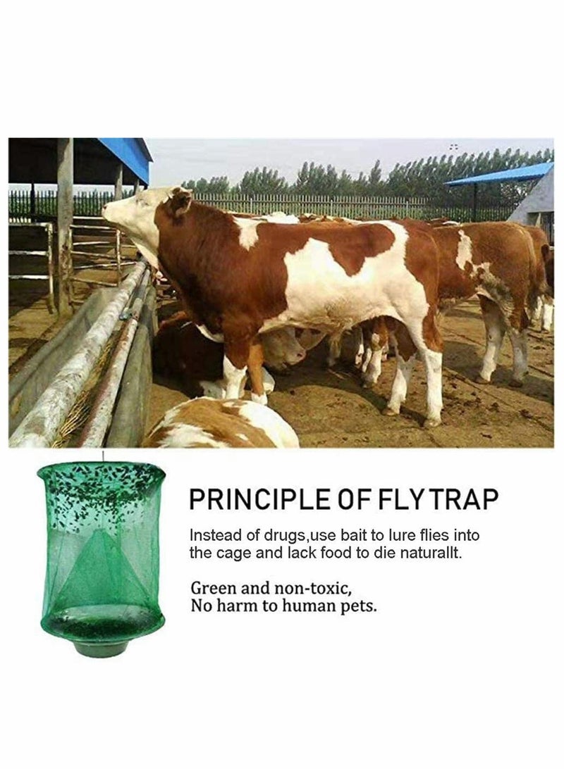 Ranch Fly Trap with Bait Tray Outdoor Hanging Reusable Fly Trap Flay Catcher Cage for Indoor or Outdoor Family Farms Park Restaurants (Green  1 Pack) - Image 3