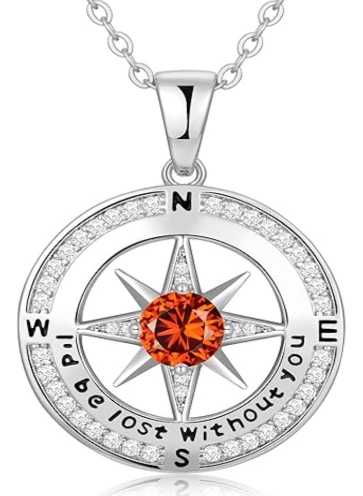 Compass Necklace Gifts for Women wife - S925 Sterling Silver Birthstone Necklaces for Women - Anniversary Birthday Gifts for Her Wife Girlfriend - Valentines Day Mom Mother’s Day  Gifts - Image 1