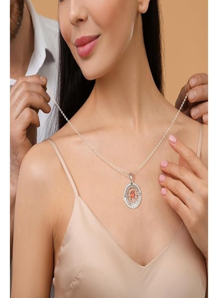 Compass Necklace Gifts for Women wife - S925 Sterling Silver Birthstone Necklaces for Women - Anniversary Birthday Gifts for Her Wife Girlfriend - Valentines Day Mom Mother’s Day  Gifts - Image 2