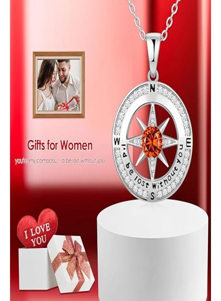 Compass Necklace Gifts for Women wife - S925 Sterling Silver Birthstone Necklaces for Women - Anniversary Birthday Gifts for Her Wife Girlfriend - Valentines Day Mom Mother’s Day  Gifts - Image 3