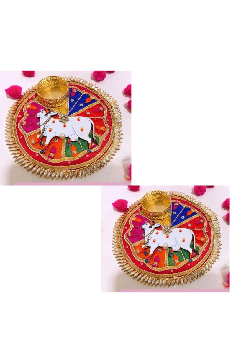Set of 2 Handmade Diwali Diyas Candle/Tealight Holder/Home/Metallic/Gotta Patti Mix Colorful Light Holder - Image 1