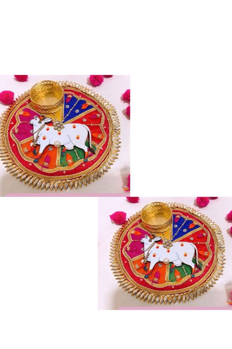 Set of 2 Handmade Diwali Diyas Candle/Tealight Holder/Home/Metallic/Gotta Patti Mix Colorful Light Holder - Image 2