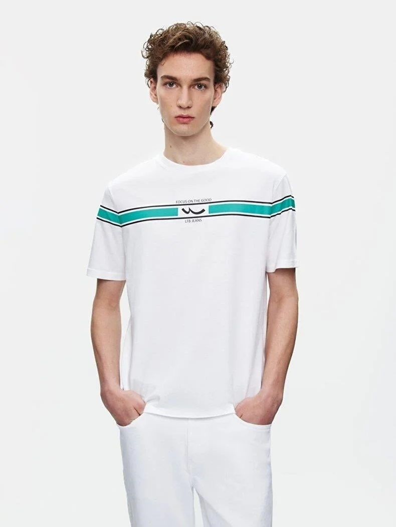 LTB PITEHA Logo Striped White T-shirt 1225842196089