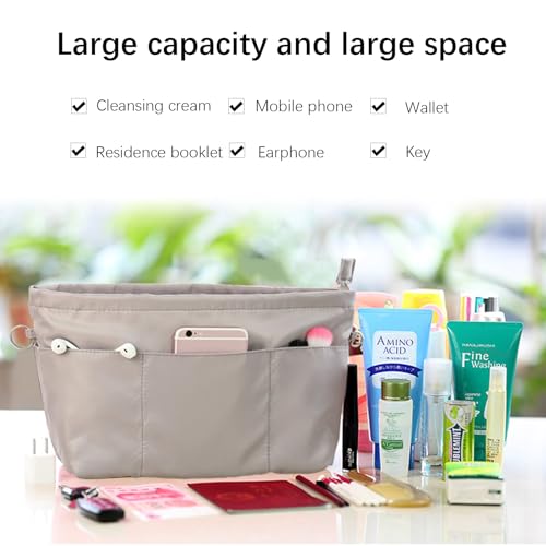 Lckaey Purse organizer insert for neverfull handbag is compatible with more similar brands of tote bag-nylon organizer 3055grey-M - Image 2