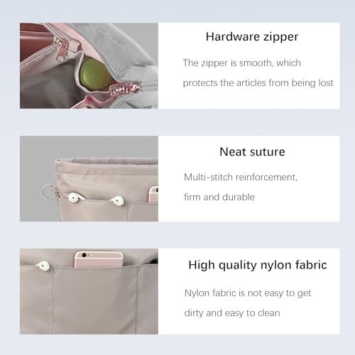 Lckaey Purse organizer insert for neverfull handbag is compatible with more similar brands of tote bag-nylon organizer 3055grey-M - Image 5