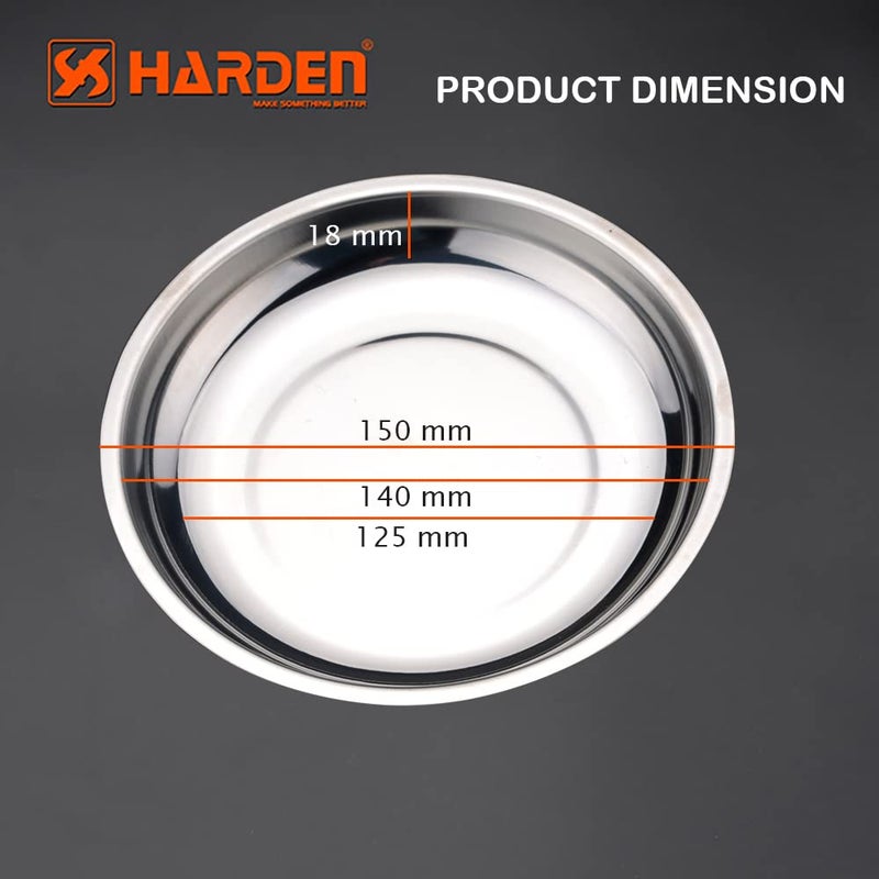 Harden 6" (150mm) Professional Round Stainless Steel Round Magnetic Tray for Socket Screw Nuts, Bolts Metal Parts, Srong Magnet - 670601 - Image 3