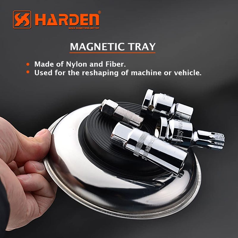 Harden 6" (150mm) Professional Round Stainless Steel Round Magnetic Tray for Socket Screw Nuts, Bolts Metal Parts, Srong Magnet - 670601 - Image 2