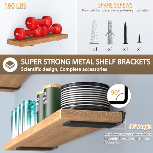 Goovilla Shelf Brackets 8 Inch, 6 Pack Floating Shelf Bracket, Heavy Duty Shelf Brackets for Wood Shelves, Black Metal Wall Shelving Brackets, 8" Shelf Support Brackets with 160 lb. Load Capacity - Image 3