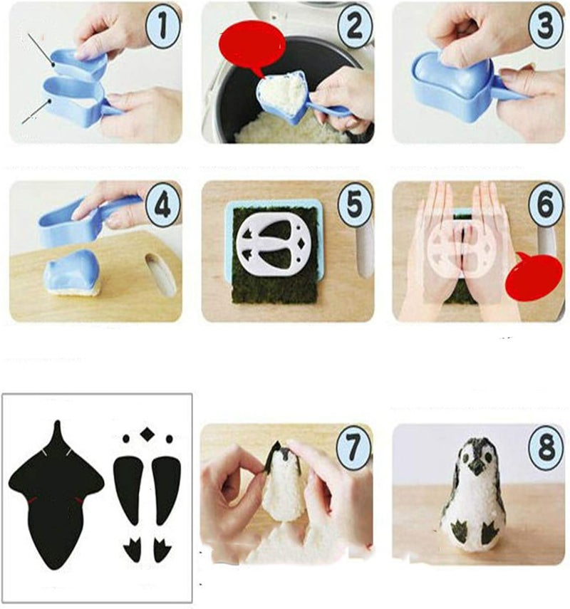 Fellibay Sushi Making Kit Rice Ball Molds Bento Accessories Sandwich Cutters for Kids Kitchen Tools for Baby Kids Meal - Image 5