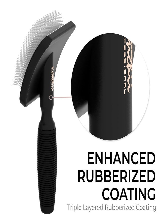 Kenchii Long Pin Slicker Brush for Dogs (Poodles, Doodles, Goldendoodles, Labradoodles), Professional Grooming Brush for Detangling, Fluffing & Dematting, Non-Slip Comfort Handle (Black) - Image 4