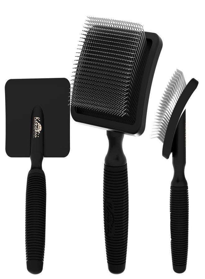Kenchii Long Pin Slicker Brush for Dogs (Poodles, Doodles, Goldendoodles, Labradoodles), Professional Grooming Brush for Detangling, Fluffing & Dematting, Non-Slip Comfort Handle (Black) - Image 2