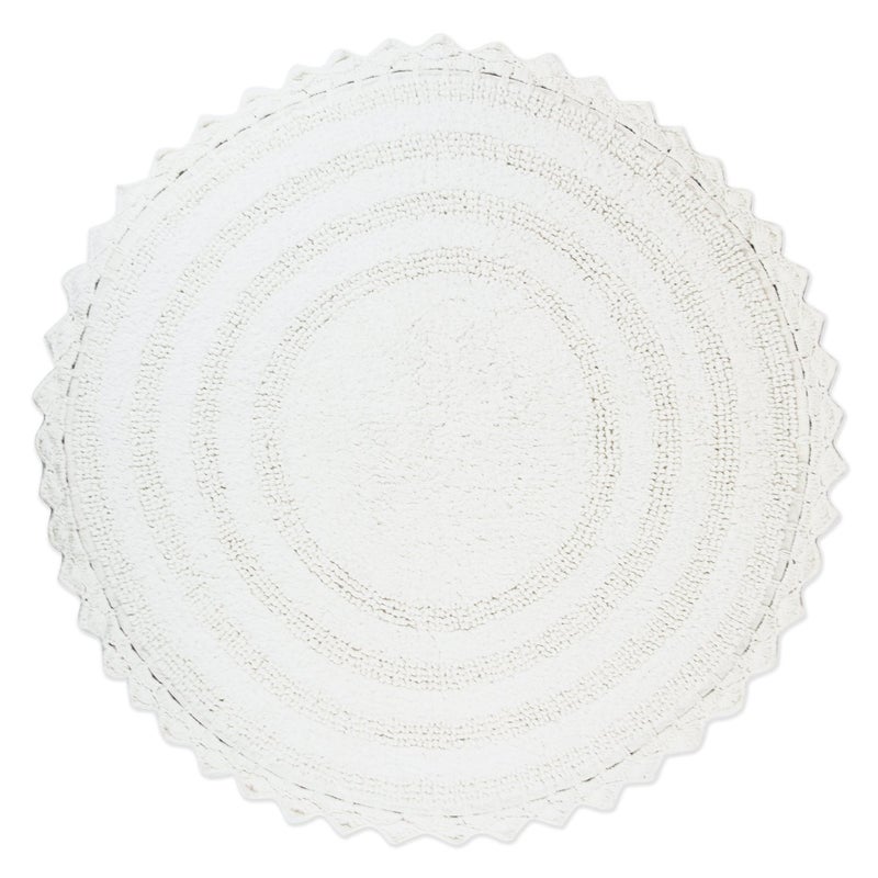 DII Crochet Collection Reversible Bath Mat Round 275 Diameter White