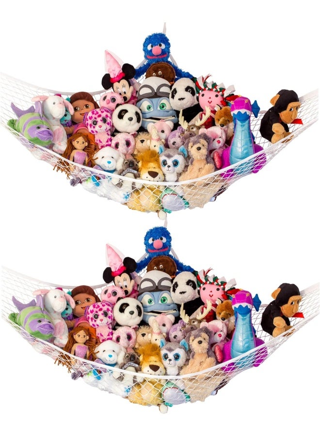 Lilly's Love Lilly'S Love Stuffed Animal Net Hammock For Plushie Toys - Large 2 Pack | Corner Hanging Pet Storage For Organizing Your Teddy And Stuffy Collection | Easy To Hang W/Included Anchors & Hooks (White)  - Image 1