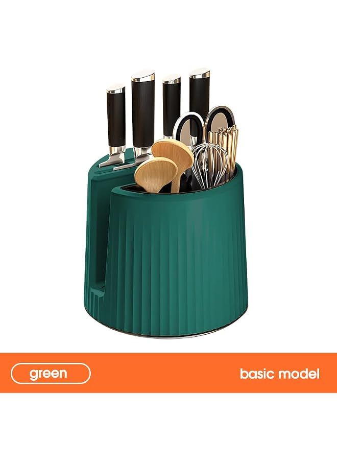 S-TOP 360° Rotating Knife Block with Cutting Board Holder & Utensil Organizer – Universal Kitchen Knife Stand for Knives, Spoons, Chopsticks & Countertop Storage - Image 3