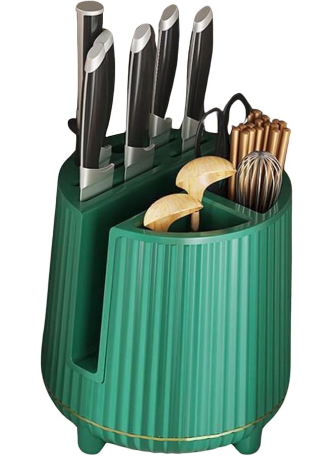 S-TOP 360° Rotating Knife Block with Cutting Board Holder & Utensil Organizer – Universal Kitchen Knife Stand for Knives, Spoons, Chopsticks & Countertop Storage - Image 1
