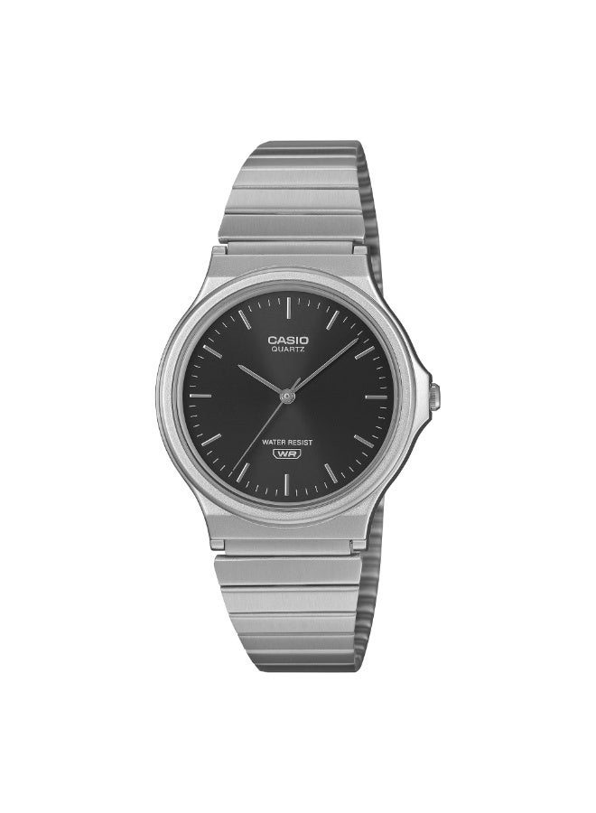 Casio MQ-24DA-1A Silver Metal Bracelet Analog Watch with Black Sunray Dial - Image 1