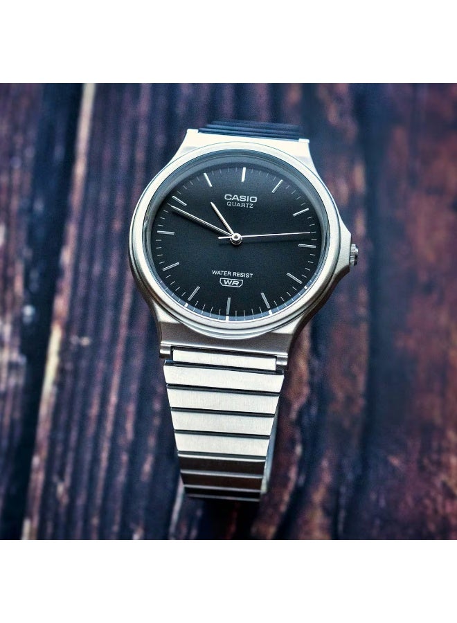 Casio MQ-24DA-1A Silver Metal Bracelet Analog Watch with Black Sunray Dial - Image 2