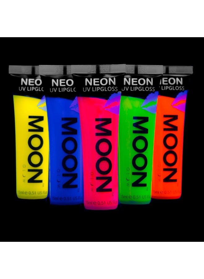 Moon Glow Blacklight Neon Lip Gloss ‚ 0.5oz Set of 5 ‚ Scented and glows brightly under UV/Blacklight! - Image 2