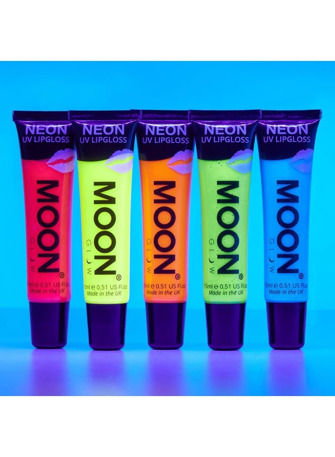 Moon Glow Blacklight Neon Lip Gloss ‚ 0.5oz Set of 5 ‚ Scented and glows brightly under UV/Blacklight! - Image 4