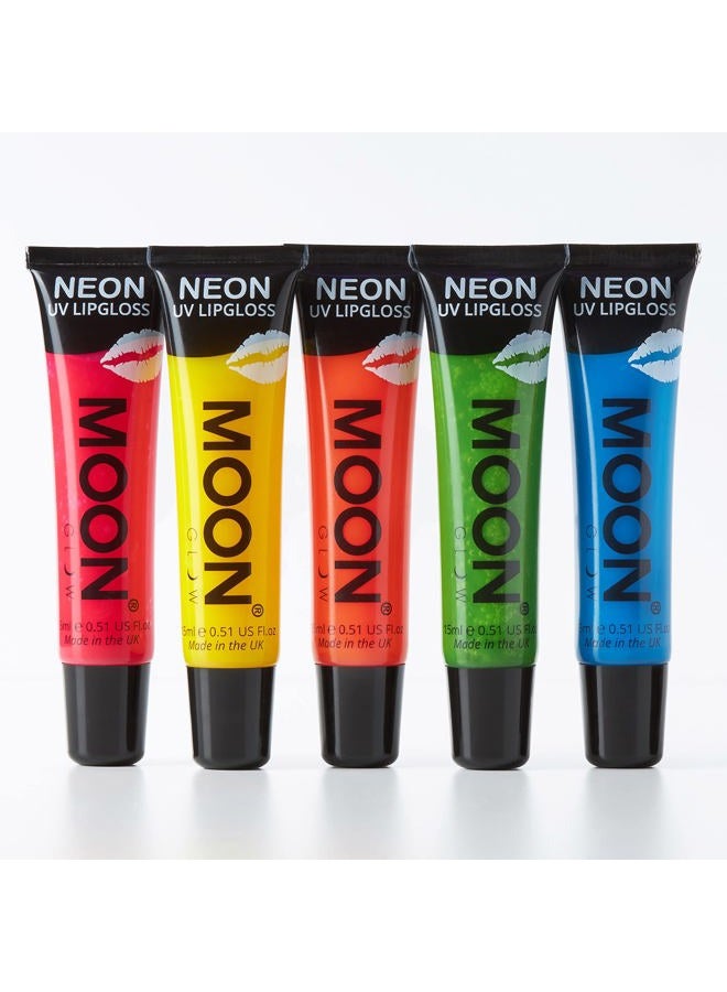 Moon Glow Blacklight Neon Lip Gloss ‚ 0.5oz Set of 5 ‚ Scented and glows brightly under UV/Blacklight! - Image 3
