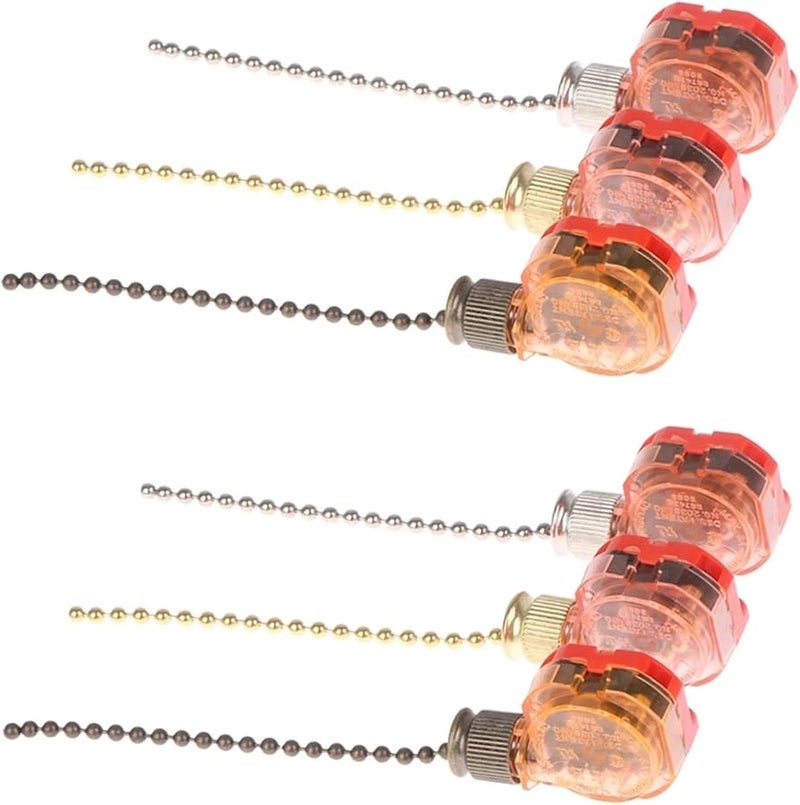 مجموعة سلسلة سحب مروحة سقف ذهبية 3 سرعات 4 أسلاك مع حبل لإكسسوارات الإضاءة DIY - Image 5