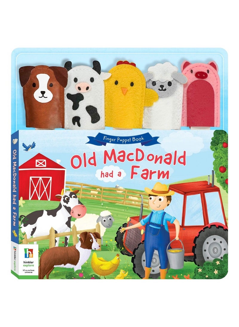 Hinkler كتاب دمى الأصابع هينكلر أول ماكدونالد لديه مزرعة يتضمن 10 صفحات مع رسومات لطيفة و 5 دمى أصابع من اللباد، كتاب أغاني حضانة ممتع للأطفال، سرد قصصي تعليمي - Image 1