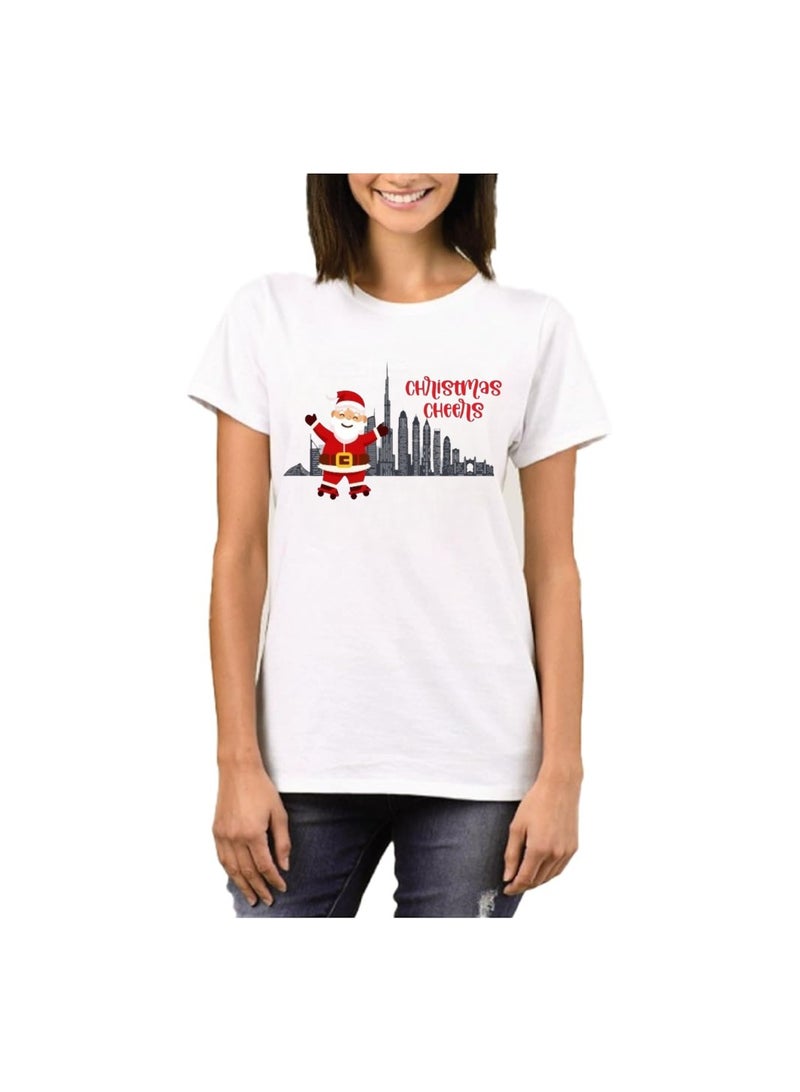 PRINTSHOP4ME Christmas Santa Tshirt For Women-Adults Celebrations Tshirt–Round Neck And Short Sleeve Cotton Tshirt,Everyday Wear - Image 1