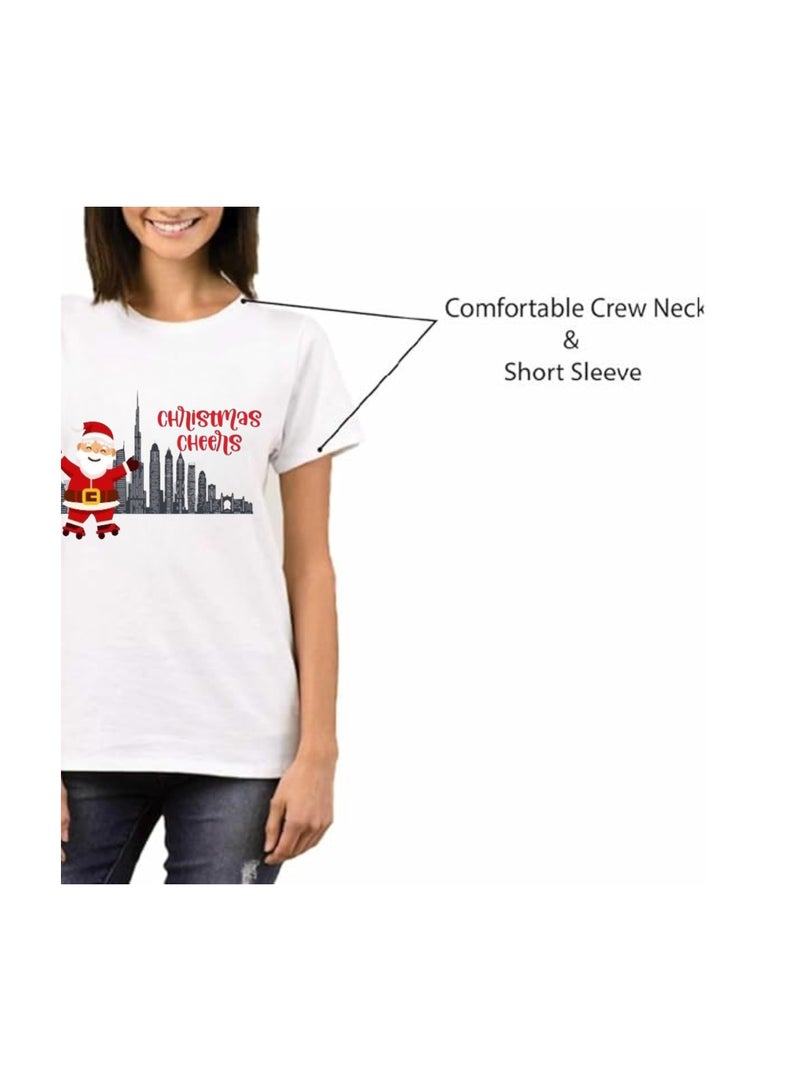 PRINTSHOP4ME Christmas Santa Tshirt For Women-Adults Celebrations Tshirt–Round Neck And Short Sleeve Cotton Tshirt,Everyday Wear - Image 4