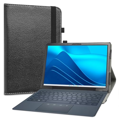 LiuShan Compatible with Dell Latitude 7350 Detachable case,PU Leather Slim Folding Stand Cover for 13" Dell Latitude 7350 Detachable Tablet(Not Fit Other Tablet),Black - Image 1