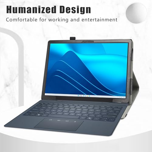 LiuShan Compatible with Dell Latitude 7350 Detachable case,PU Leather Slim Folding Stand Cover for 13" Dell Latitude 7350 Detachable Tablet(Not Fit Other Tablet),Black - Image 2