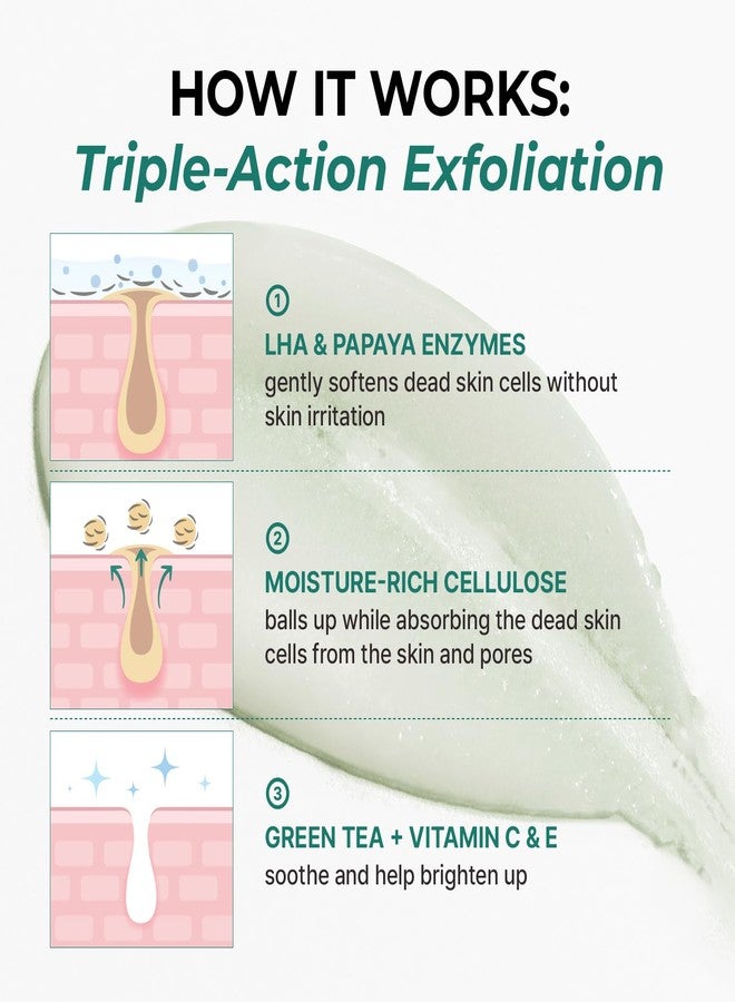 MOTHER MADE LHA Green Tea Exfoliating Aqua Peel Gel, Pore Care, Gentle Facial Exfoliator, Dead Skin Remover, Natural Cellulose for Peeling, Vegan, Korean Skincare, 2 Pack (100ml / 3.38 fl.oz - Image 4