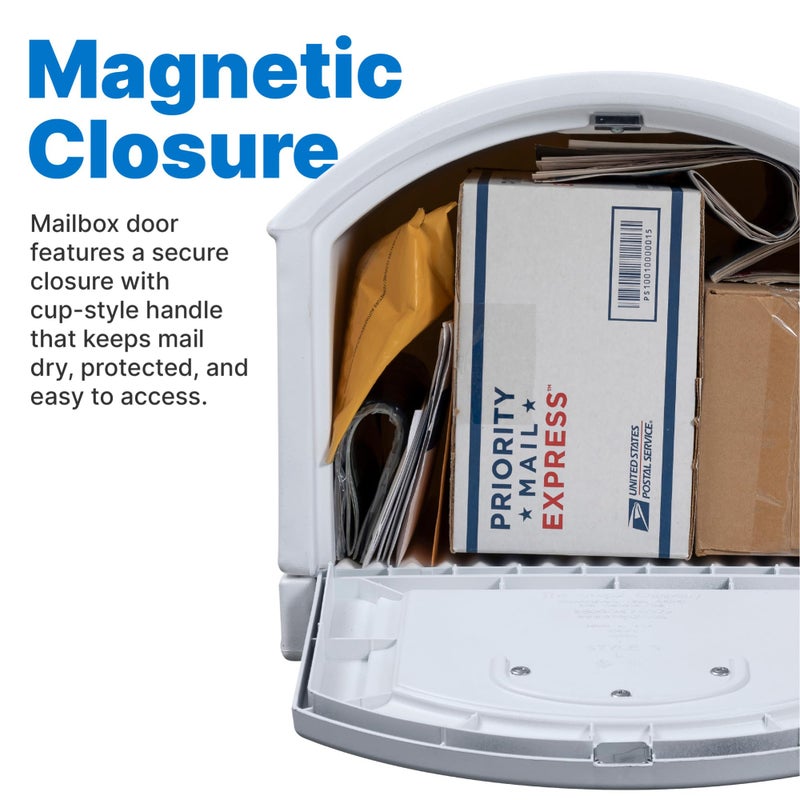 Step2 Town-to-Town XL Post-Mount Mailbox, Weather Resistant, Large Outdoor Mailboxes, Made of Durable Plastic, Easy to Install, USPS T4 Sized Mailbox, Flag Included, Classic White - Image 5
