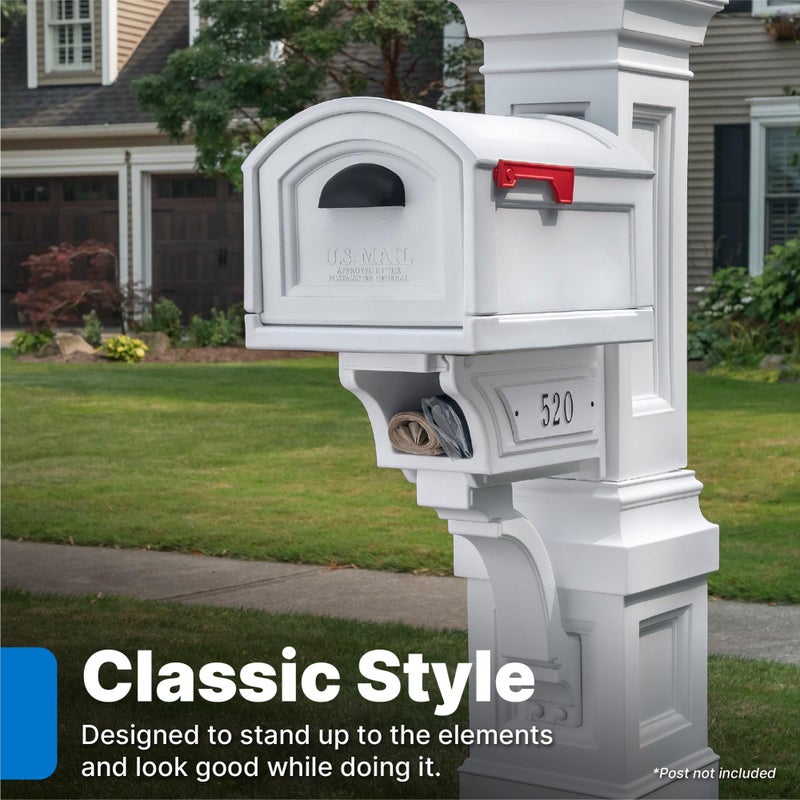Step2 Town-to-Town XL Post-Mount Mailbox, Weather Resistant, Large Outdoor Mailboxes, Made of Durable Plastic, Easy to Install, USPS T4 Sized Mailbox, Flag Included, Classic White - Image 2