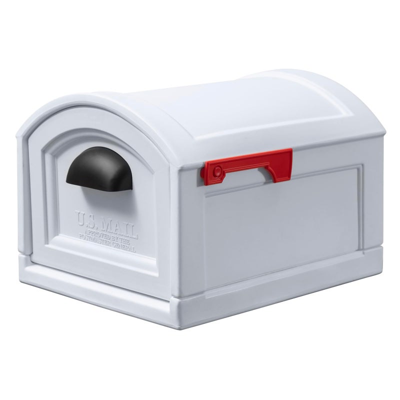 Step2 Town-to-Town XL Post-Mount Mailbox, Weather Resistant, Large Outdoor Mailboxes, Made of Durable Plastic, Easy to Install, USPS T4 Sized Mailbox, Flag Included, Classic White - Image 1