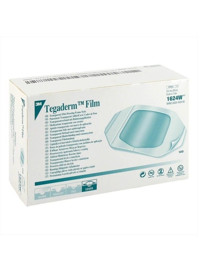 3M Tegaderm 1624W Transparent Film Dressing 2 3/8" x 2 3/4" - Window Frame Box: 100 - Image 2