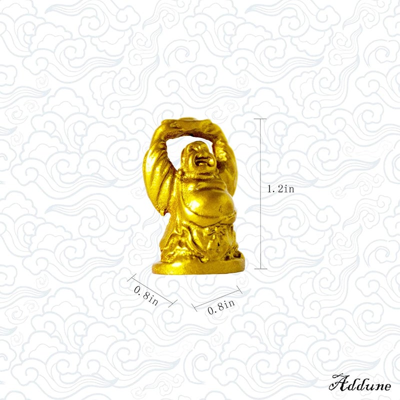 Addune Set of 6 Mini Laughing Happy Buddha Statue Resin Figurines Feng Shui for Luck Wealth Good Gift and Collection (1''  Gold) - Image 4